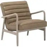 Tahoe Accent Club Chair in Toast Brown Vegan Leather & Gray Oak